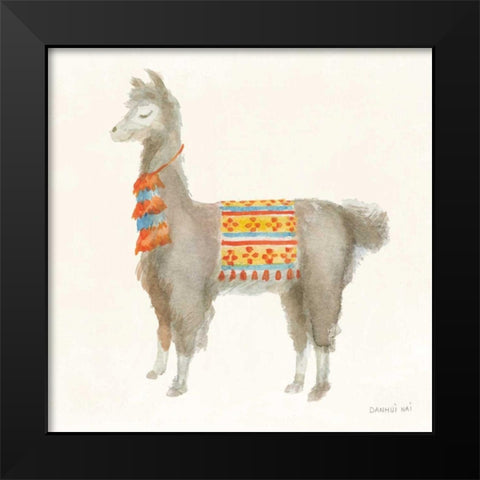 Festive Llama II Black Modern Wood Framed Art Print by Nai, Danhui