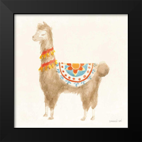 Festive Llama IV Black Modern Wood Framed Art Print by Nai, Danhui