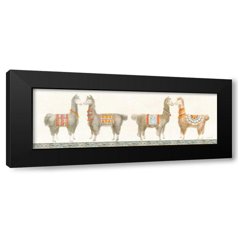 Festive Llama V Black Modern Wood Framed Art Print with Double Matting by Nai, Danhui