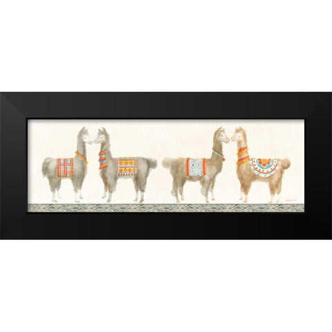 Festive Llama V Black Modern Wood Framed Art Print by Nai, Danhui