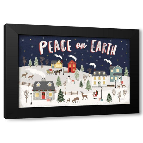 Christmas Village II Black Modern Wood Framed Art Print with Double Matting by Marshall, Laura