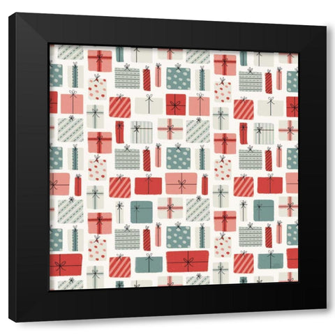 Christmas Village Pattern III Black Modern Wood Framed Art Print with Double Matting by Marshall, Laura