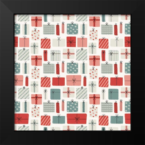 Christmas Village Pattern III Black Modern Wood Framed Art Print by Marshall, Laura
