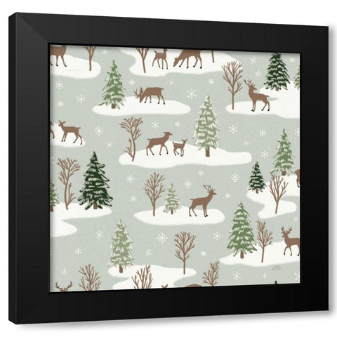 Christmas Village Pattern VI Black Modern Wood Framed Art Print with Double Matting by Marshall, Laura