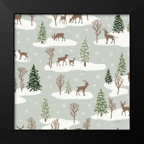 Christmas Village Pattern VI Black Modern Wood Framed Art Print by Marshall, Laura