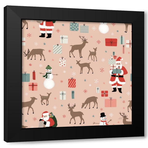 Christmas Village Pattern VIIIA Black Modern Wood Framed Art Print with Double Matting by Marshall, Laura