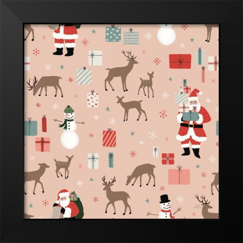 Christmas Village Pattern VIIIA Black Modern Wood Framed Art Print by Marshall, Laura