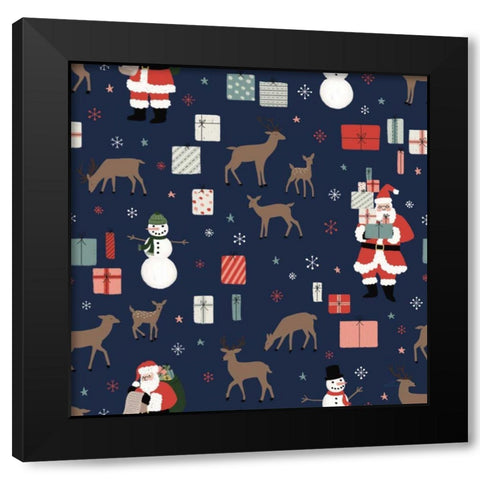 Christmas Village Pattern VIIIB Black Modern Wood Framed Art Print with Double Matting by Marshall, Laura