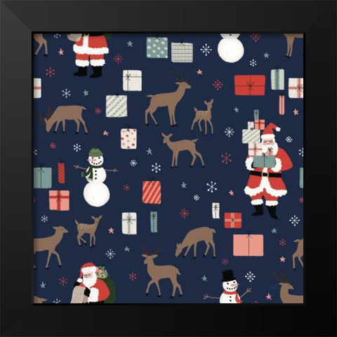Christmas Village Pattern VIIIB Black Modern Wood Framed Art Print by Marshall, Laura
