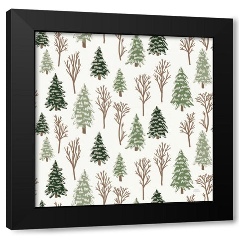 Christmas Village Pattern X Black Modern Wood Framed Art Print with Double Matting by Marshall, Laura