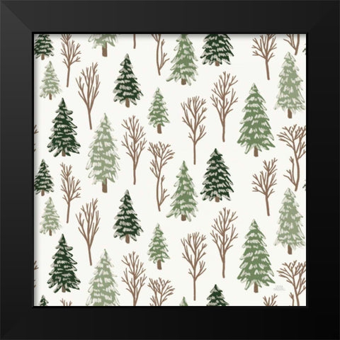 Christmas Village Pattern X Black Modern Wood Framed Art Print by Marshall, Laura