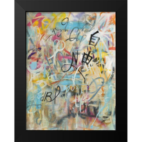 Graffiti Freedom Black Modern Wood Framed Art Print by Nai, Danhui