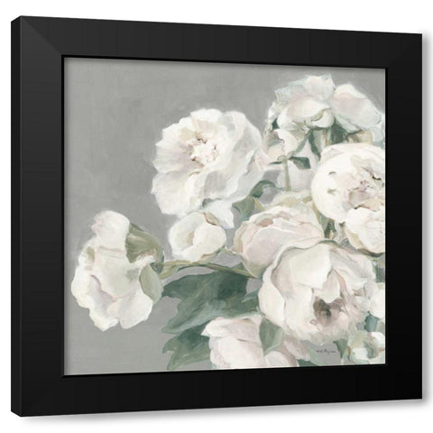 Peonies on Gray Black Modern Wood Framed Art Print by Hageman, Marilyn