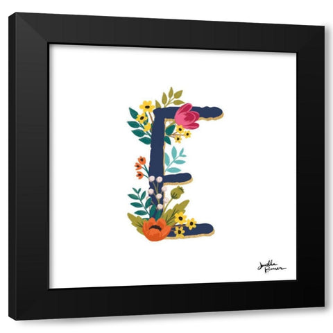 Romantic Luxe E Navy Black Modern Wood Framed Art Print by Penner, Janelle