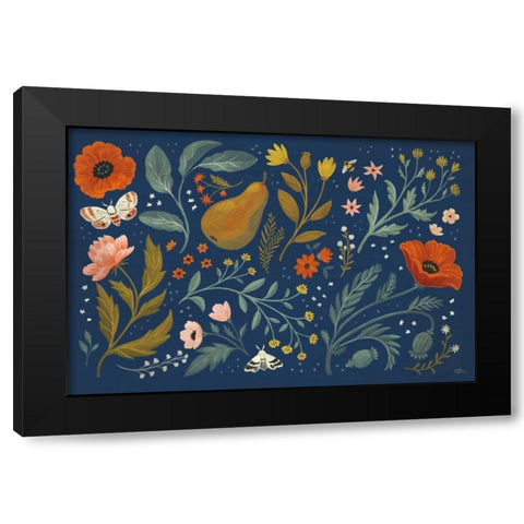 Blue Botanical I Black Modern Wood Framed Art Print with Double Matting by Penner, Janelle