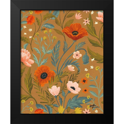 Blue Botanical Pattern ID Black Modern Wood Framed Art Print by Penner, Janelle