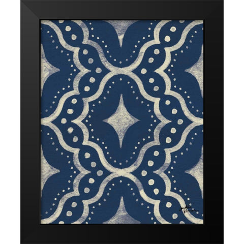Blue Botanical Pattern IVA Black Modern Wood Framed Art Print by Penner, Janelle