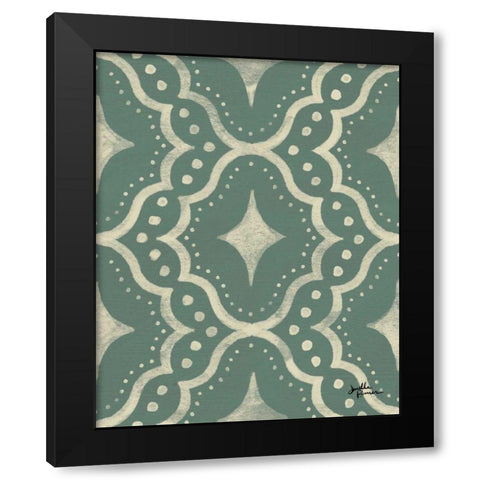 Blue Botanical Pattern IVD Black Modern Wood Framed Art Print with Double Matting by Penner, Janelle