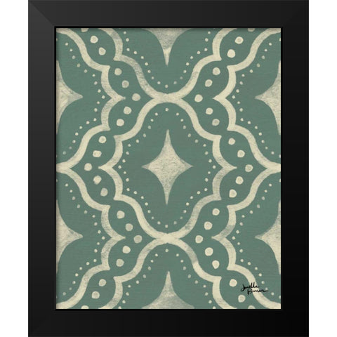 Blue Botanical Pattern IVD Black Modern Wood Framed Art Print by Penner, Janelle