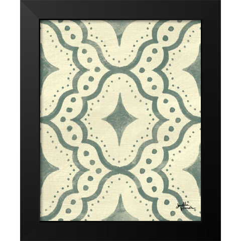 Blue Botanical Pattern VD Black Modern Wood Framed Art Print by Penner, Janelle