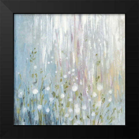 January Branches Blue Green Black Modern Wood Framed Art Print by Vassileva, Silvia