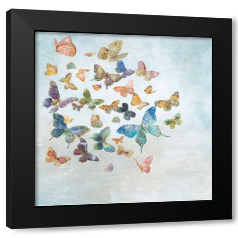 Beautiful Butterflies v3 Sq Light Black Modern Wood Framed Art Print with Double Matting by Nai, Danhui