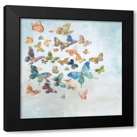 Beautiful Butterflies v3 Sq Light Black Modern Wood Framed Art Print by Nai, Danhui