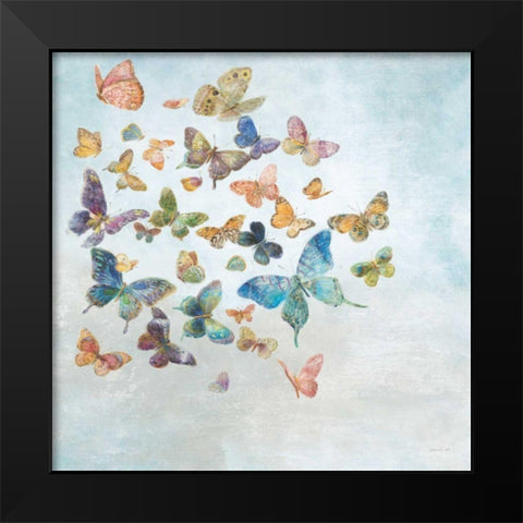 Beautiful Butterflies v3 Sq Light Black Modern Wood Framed Art Print by Nai, Danhui