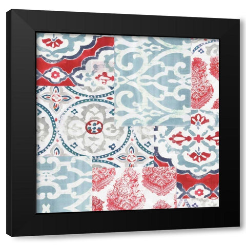 Bazaar Patchwork II Black Modern Wood Framed Art Print with Double Matting by Pela Studio