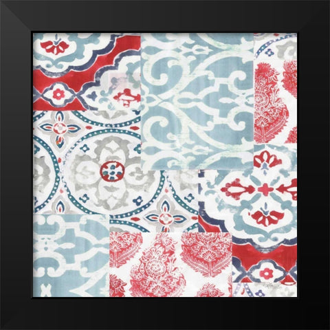 Bazaar Patchwork II Black Modern Wood Framed Art Print by Pela Studio