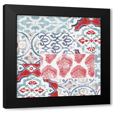 Bazaar Patchwork III Black Modern Wood Framed Art Print by Pela Studio