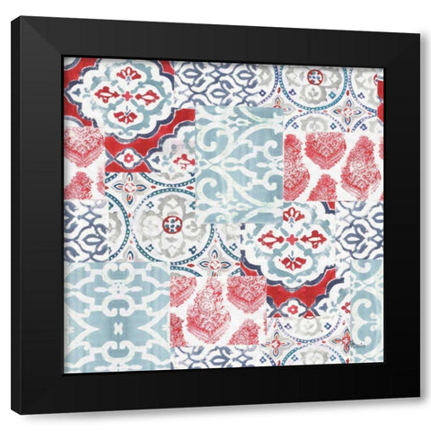 Bazaar Patchwork Pattern I Black Modern Wood Framed Art Print by Pela Studio