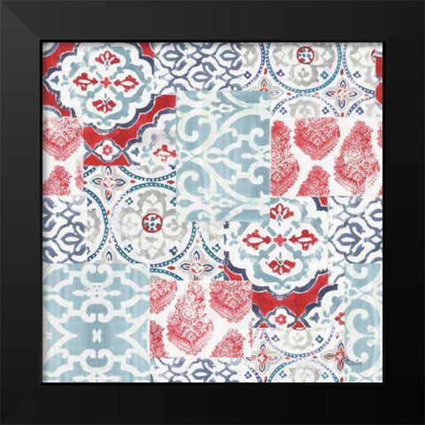 Bazaar Patchwork Pattern I Black Modern Wood Framed Art Print by Pela Studio