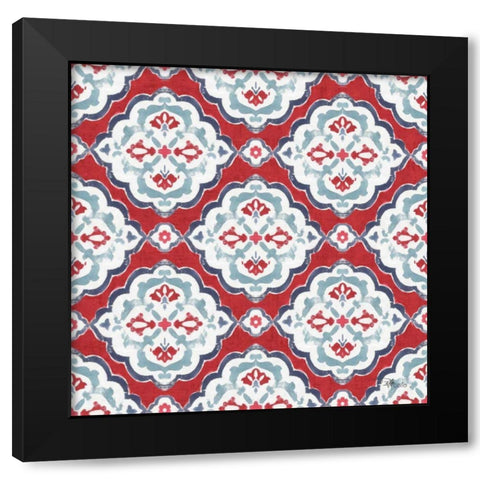 Bazaar Patchwork Pattern IIA Black Modern Wood Framed Art Print by Pela Studio