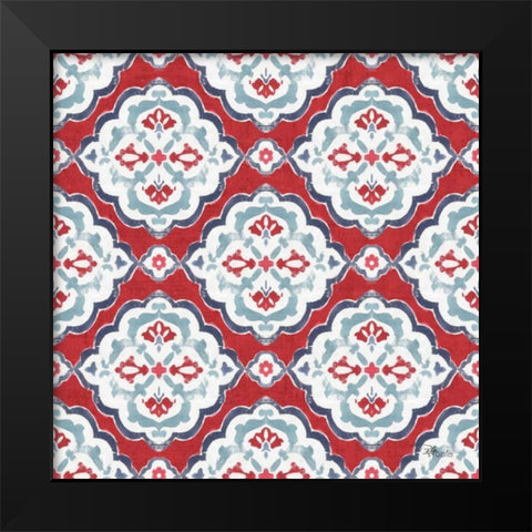 Bazaar Patchwork Pattern IIA Black Modern Wood Framed Art Print by Pela Studio