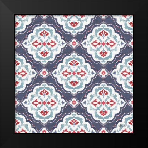 Bazaar Patchwork Pattern IIB Black Modern Wood Framed Art Print by Pela Studio
