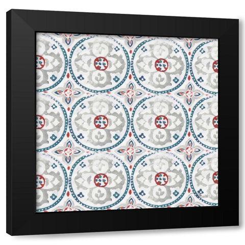 Bazaar Patchwork Pattern III Black Modern Wood Framed Art Print with Double Matting by Pela Studio