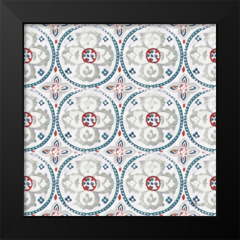Bazaar Patchwork Pattern III Black Modern Wood Framed Art Print by Pela Studio
