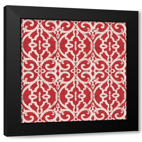 Bazaar Patchwork Pattern IVA Black Modern Wood Framed Art Print with Double Matting by Pela Studio