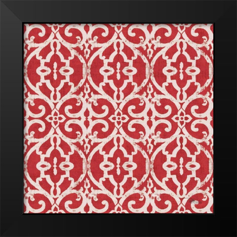 Bazaar Patchwork Pattern IVA Black Modern Wood Framed Art Print by Pela Studio