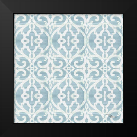 Bazaar Patchwork Pattern IVC Black Modern Wood Framed Art Print by Pela Studio