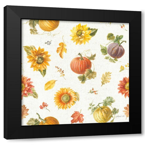 Floursack Autumn Pattern I Black Modern Wood Framed Art Print with Double Matting by Nai, Danhui