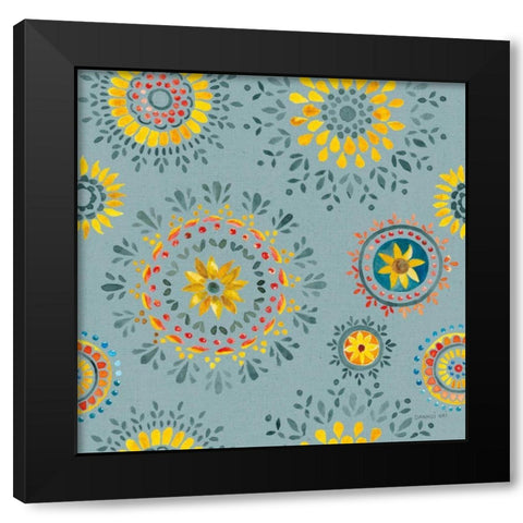 Floursack Autumn Pattern VB Black Modern Wood Framed Art Print with Double Matting by Nai, Danhui