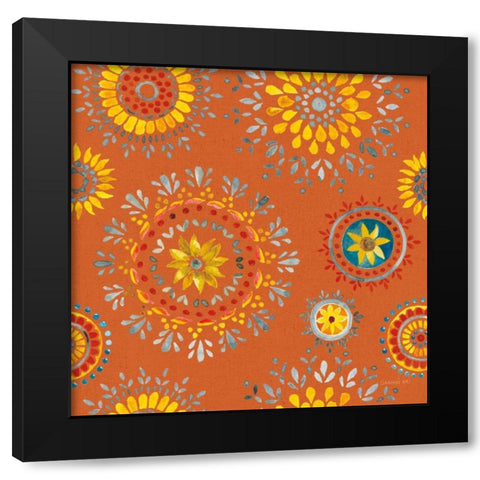 Floursack Autumn Pattern VC Black Modern Wood Framed Art Print with Double Matting by Nai, Danhui