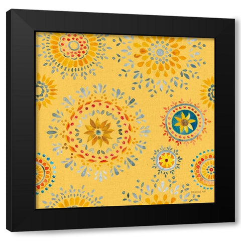 Floursack Autumn Pattern VD Black Modern Wood Framed Art Print with Double Matting by Nai, Danhui