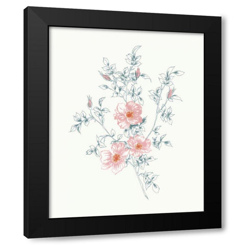 Flowers on White II Contemporary Bright Black Modern Wood Framed Art Print by Wild Apple Portfolio