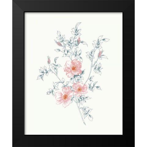 Flowers on White II Contemporary Bright Black Modern Wood Framed Art Print by Wild Apple Portfolio