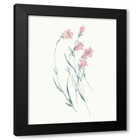 Flowers on White V Contemporary Bright Black Modern Wood Framed Art Print by Wild Apple Portfolio