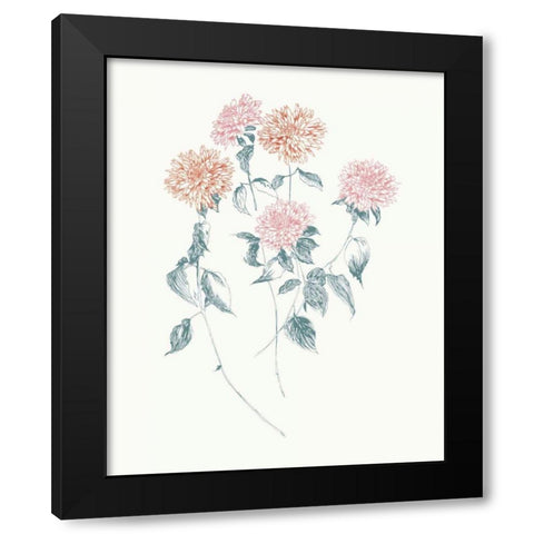 Flowers on White VI Contemporary Bright Black Modern Wood Framed Art Print by Wild Apple Portfolio