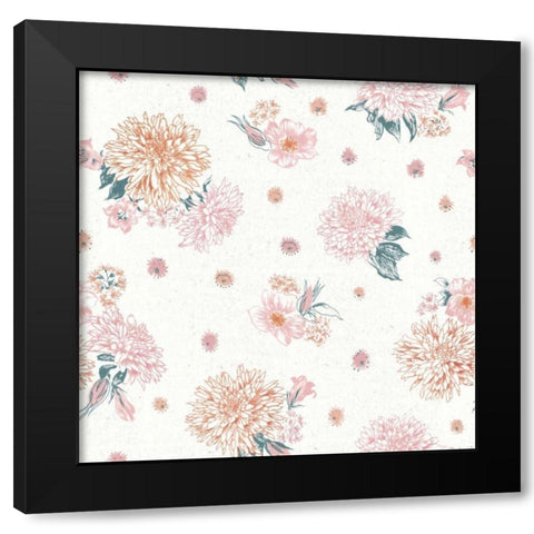 Flowers on White Contemporary Bright Pattern IV Black Modern Wood Framed Art Print with Double Matting by Wild Apple Portfolio